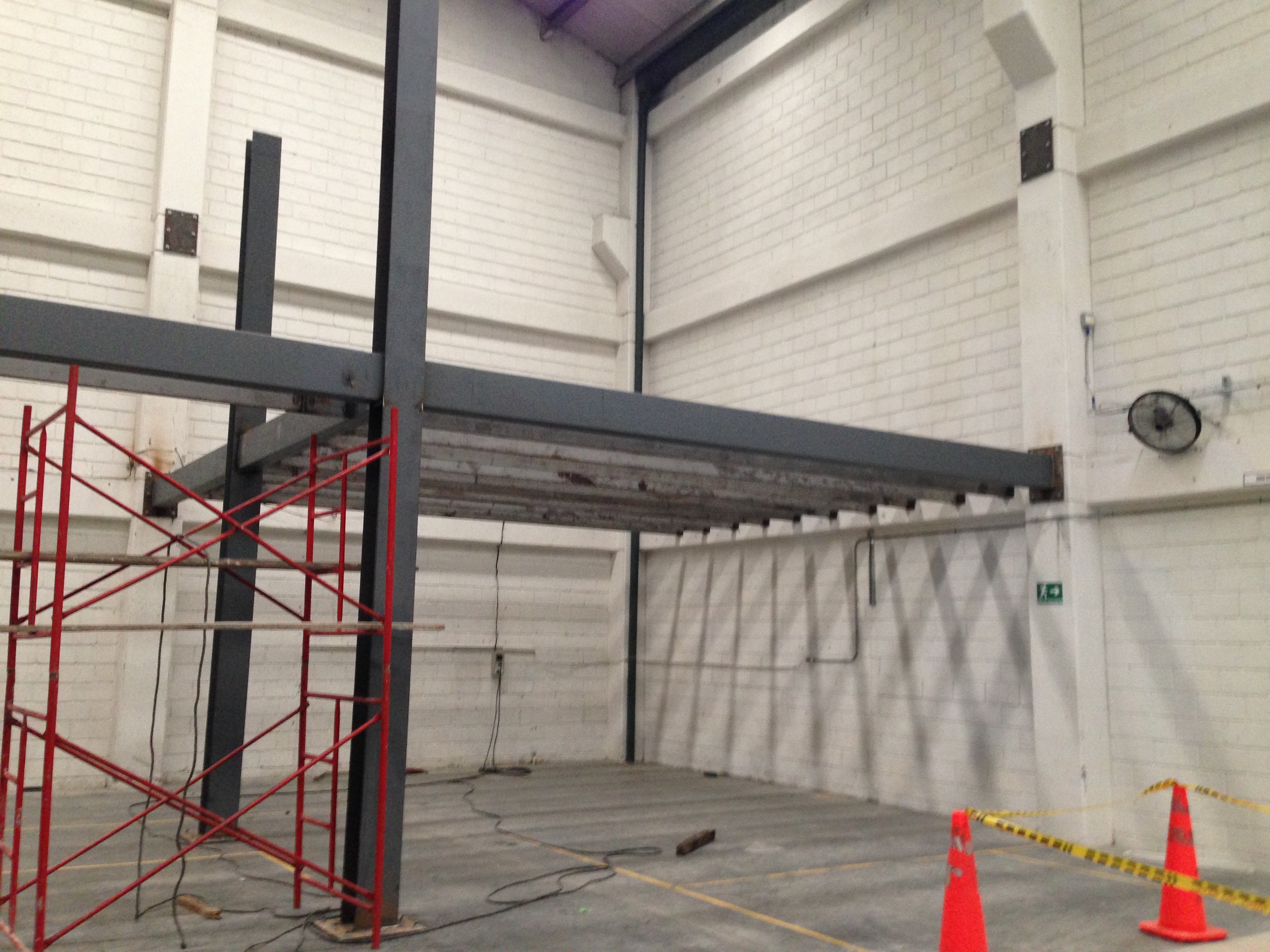 Steel mezzanine under construction